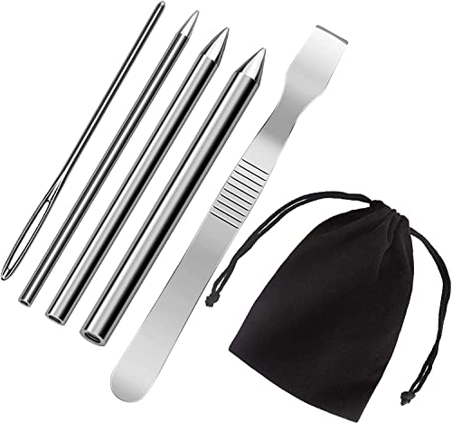 6 Packs Stainless Steel Paracord Lacing Needle Silver Paracord Fids Stitching Splicing Weaving Sets for DIY Craft Paracord Bracelets