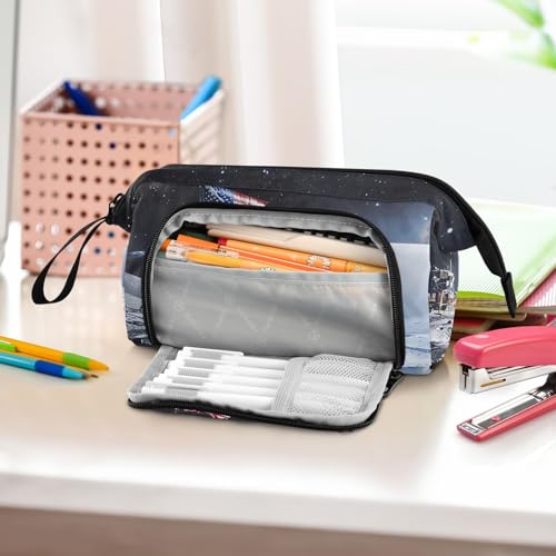 Image of Space Astronaut Nasa Apollo Pencil Case Large Pencil Pouch Big Pencil Box Pen Bag Organizer Pencil Bags with Zipper for Adults Girls Kids Boys School 038