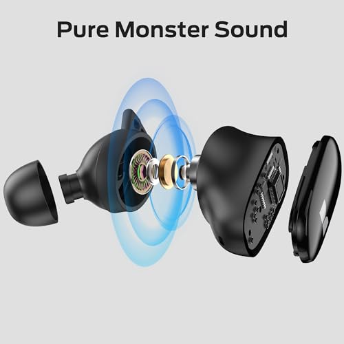 Image of Monster N-Lite 206 Bluetooth Earbuds Wireless in-Ear Earbuds, Bluetooth 5.4 Earphones Headphones Built-in Mic, Touch Control, IPX6 Waterproof, Comfortable Fit, Type-C Charging, 25H Playback, Black