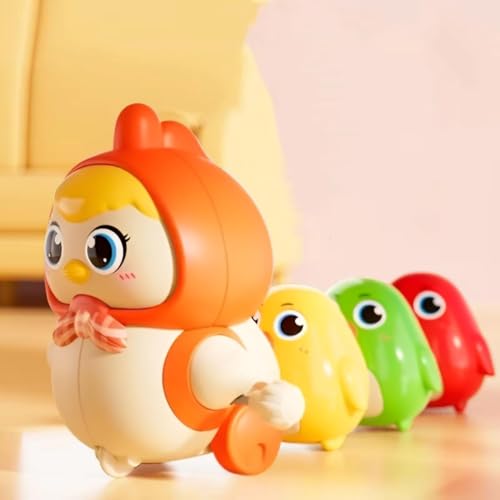 Image of Chicken Toy for Kids, Magnetic Hen with Chick, Wind-up Crawling Duck, Cute Walking Chicken Toy, Toddler Spring, Baby Crawling for Boys and Girls, Animal Wind up Toy Set (Multicolor)