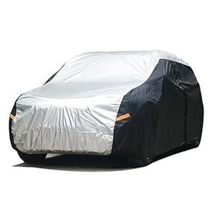 XicBoom SUV Car Cover Waterproof All Weather, Outdoor Car Covers for Automobiles with Zipper Door, Hail UV Snow Wind Protection, Car Cover Fit SUV Jeep-Length (175″ to 190″)