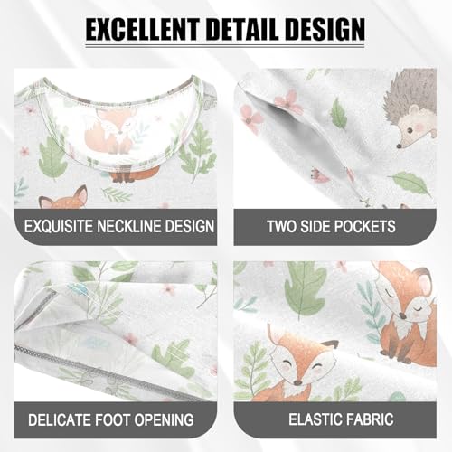 Pajama Short Sets Cute Forest Animal Background Soft Cotton Summer Sleepwear 2 Piece PJS Size 5-14T3