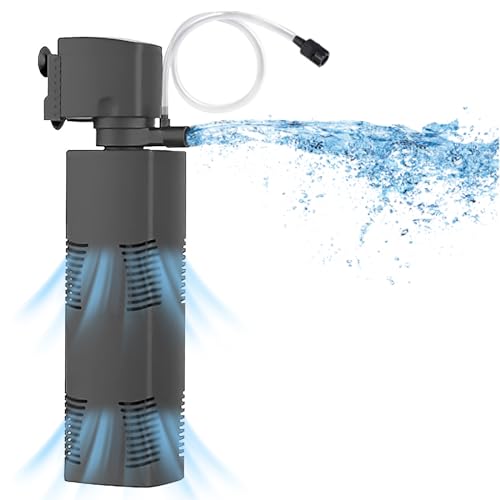 Tararium Aquarium Filter Pumpe Kleine Teichpumpe für 370-750 Litre Becken Kristallklar 1600L/h Bio Schwamm Aquarien Filterpumpe Tauch Kraftvoll Wasserpumpe Großer Tank Aquarium Zubehoer Luftheber