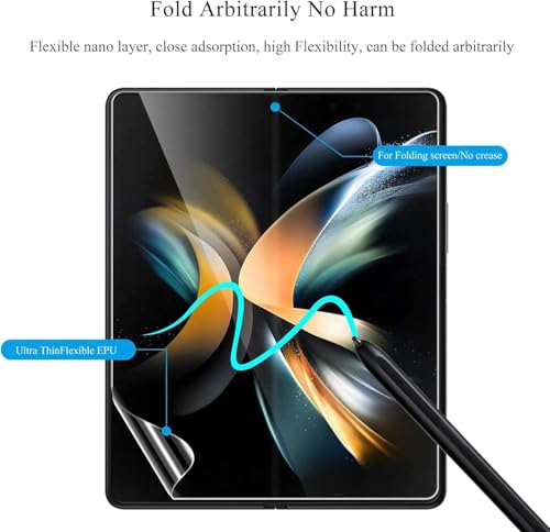 Image of Uyiton Silicone 4-in-1 Screen Protector for Samsung Galaxy Z Fold 4 | HD Clear Screen Guard Set with Front Screen, Back Panel, Inner Display & Hinge Protector | Bubble-Free Easy Installation | Scratch Resistant
