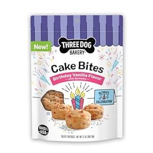 Three Dog Bakery Ultimate Celebration Cake Bites, Soft-Baked Dog Treats and Cookies with Real Ingredients, 12 oz