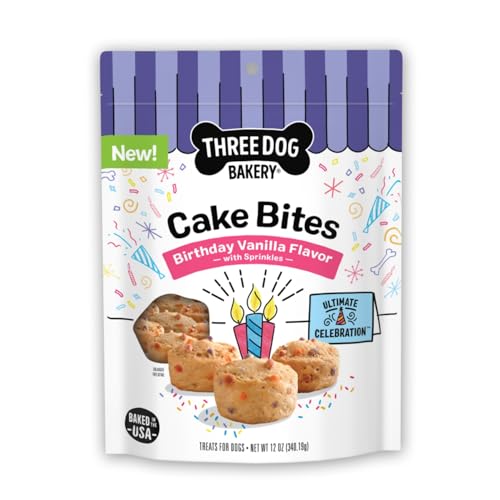 Three Dog Bakery Ultimate Celebration Cake Bites, Soft-Baked Dog Treats and Cookies with Real Ingredients, 12 oz