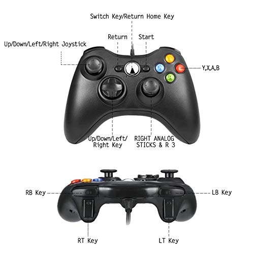 Xbox 360 Controllers, Game Controller USB Gamepad Bedraad Joypad voor Xbox 360 en Windows PC 7/8/10 - Ergonomisch… - Image 3
