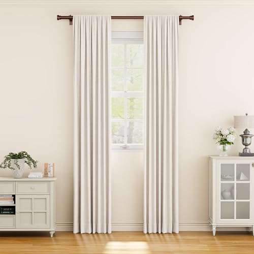 Image of YaFex Curtain Rods 2 Pack 32-57 Inch, Heavy Duty 1 Inch Curtain Rod, Bronze Short Adjustable Window Treatment Rods, Modern Design, Easy Installation