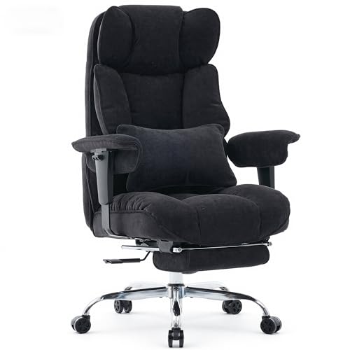 Efomao Chaise de Bureau 200 kg, Fauteuil de Direction Robuste en Tissu avec Repose-Pieds, Chaise d'Ordinateur Ergonomique à Haut Dossier, Siège de...