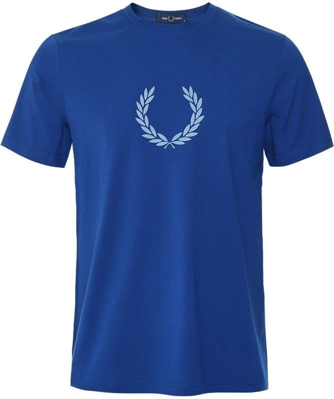 Fred PerryMens Unisex M5632 Laurel Wreath Graphic T Shirt 100% Cotton Shaded Colbalt Blue Size Large