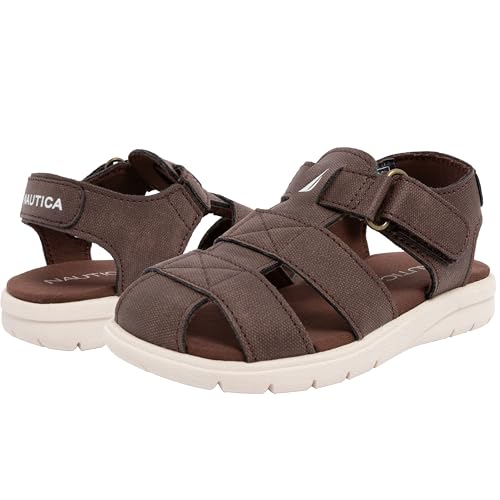 Nautica Toddler Boys Sailboat Closed Toe Adjustable Hook and Loop Outdoor Summer Fisherman Sandals Jikkel T-Chocolate, Size 11 - image 6