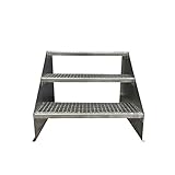 Freistehende Standtreppe Stahltreppe 3 Stufen/Breite 80cm Höhe 63cm Verzinkt/Stabile Industrietreppe für den Außenbereich