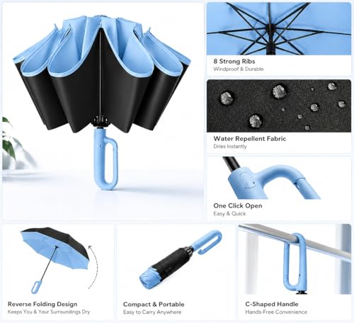 Image of Umbrella for Women | Umbrellas for Men | UV Coated 3 Fold Umbrella for Rain with Auto Open and Close Small Folding Travel-Foldable Windshield