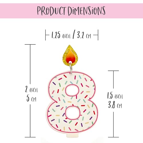 Set of 15 Birthday Candle Earrings - 15 Single Stud Earrings with Numbers 0-9 & Extra 1-5, Pink Outline, Sprinkles, Glitter Flame2