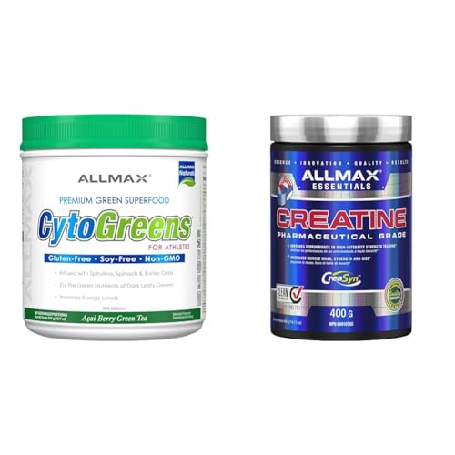 CytoGreens - Acai Berry Green Tea - 60 serving, 535-gram & ALLMAX Nutrition - Creatine Monohydrate, Micronized Creatine Powder for Strength and Muscle Recovery, Gluten Free & Fast Absorbing 400g