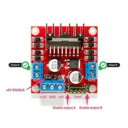 Image of L298N 2A Based Motor Driver Controller Board Module For DC & Stepper Motors-LED Indicator