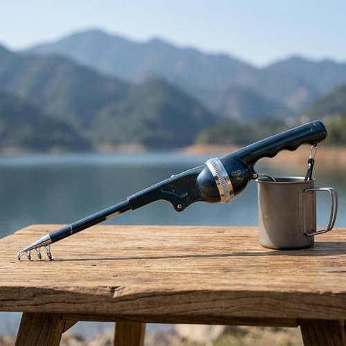 Mini Rod & Reel Combo 5.6ft-Foldable Telescopic Rod - Ultra Compact Mini Fishing Gear - Pocket-Sized Portable - for Travel Hiking Backpacking - Includes Smooth Reel