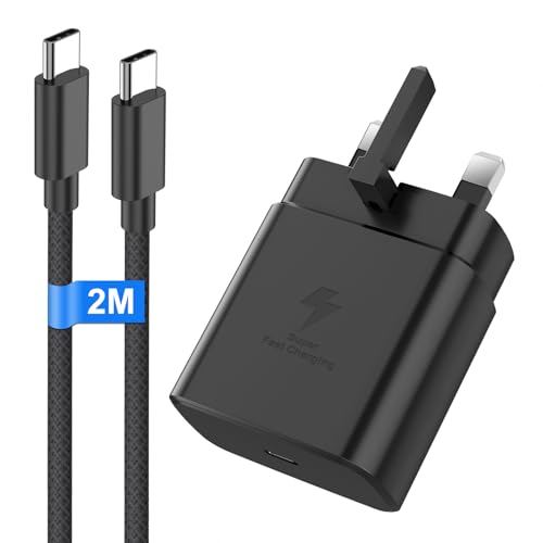 45W USB C Fast Charger compatible with Samsung Galaxy S26 Ultra/S26+/S26/S25/S25+/S25 Ultra/S24/S23/S22/S21/Z Fold 6 Type C Charger Plug Fast Charging USB C plug with 2M USBC to Type C Cable