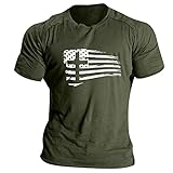 Mens 4th of July Shirts American Flag Partiotic Crewneck T-Shirt Funny Veteran Graphic Tees Fourth of July Tshirts Independence Day Outfits Athletic Tops 4 De Julio Ropa para Hombre Summer