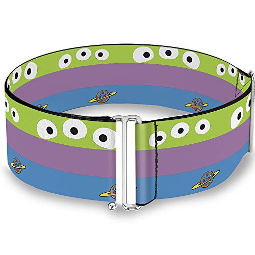 Disney Belt, Cinch Belt Toy Story Alien Bounding Striping Green Purple Blue, 3.0 Inch Wide, Adjustable