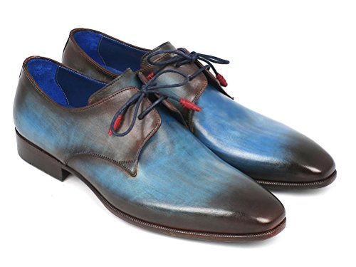 Mens Blue Brown Hand Painted Derby Shoes2