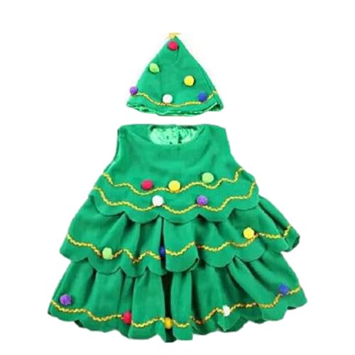 Traje de árbol de Navidad, disfraces navideños para niñas,Falda sin mangas verde Disfraz para niños Ropa de rendimiento | Trajes de cosplay para niñas, ropa de disfraces de carnaval cómoda para el tem