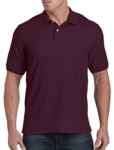 Harbor Bay by DXL Men's Big and Tall Piqué Polo Shirt, Tango Red Heather