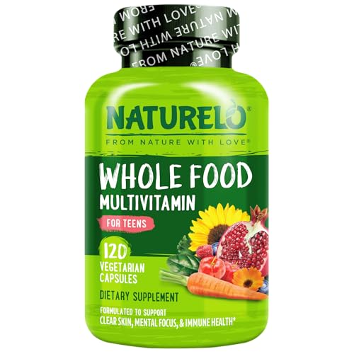 NATURELO Multivitamins for Teenage Girls/Boys, 120 Capsules, Whole Food Multivitamin with Minerals, Non-GMO, Vegetarian