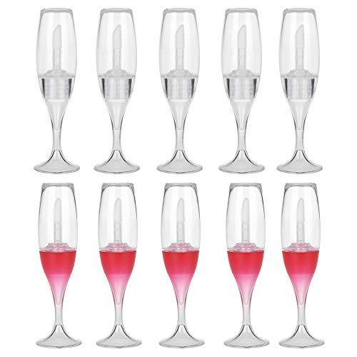 YAIKOAI 10 Pieces Small Empty Lip Gloss Tubes Creative Wine Glass Shaped Refillable Lip Balm Bottles Travel Lipstick Cosmetic Samples Container DIY Lip Glaze Vials for Women Girl Makeup, 2 Color