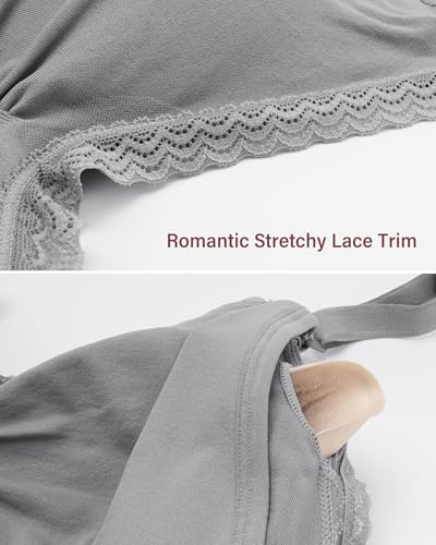 Stelle Lace Nursing Bras for Breastfeeding Seamless Pregnancy Maternity Wireless Bralette with Pads, Extenders4