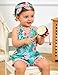 UNICOMIDEA Baby Girls Summer Hawaiian Flowers Clothes 2-3 Years Green Romper With Design Fashion Backless 3T Outfit With Headband Cute 3T Girls Sling Jumpsuit
