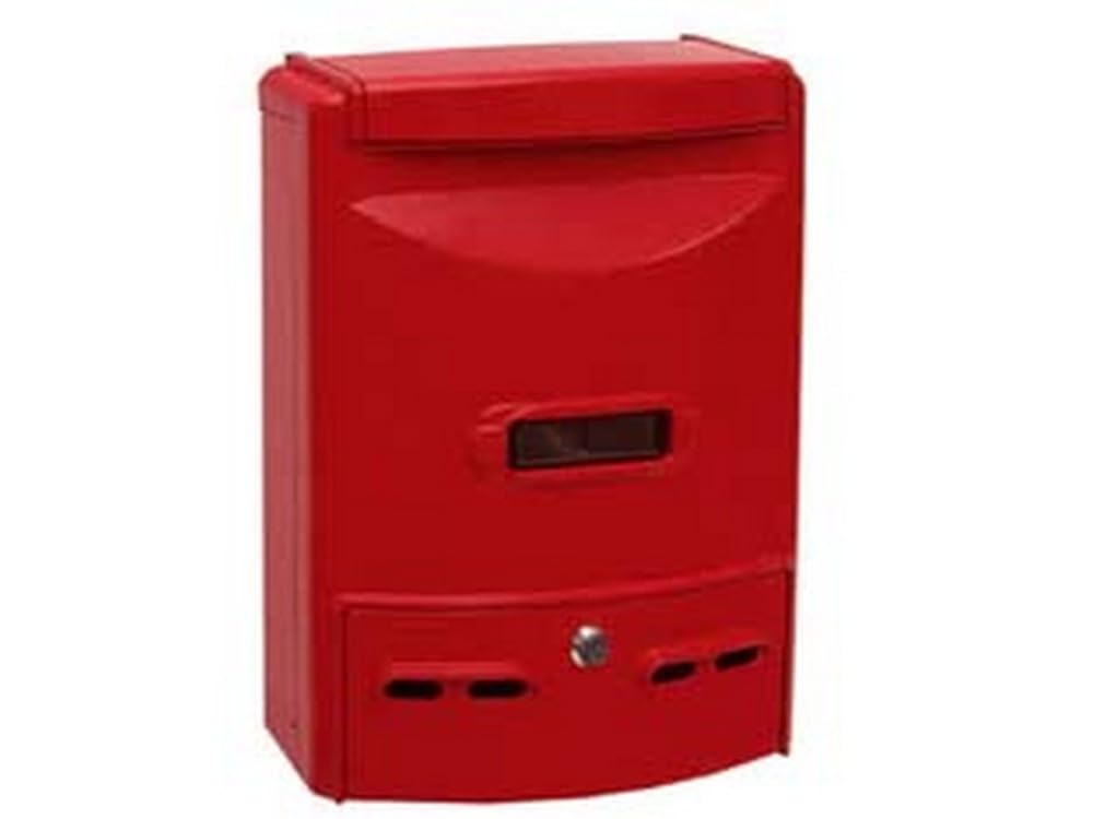 1PEZZO CASSETTA POSTALE IN ALLUMINIO PORTARIVISTE PER ESTERNI "EUROPA" ROSSA - cm.28,5x10x38h. colore rosso