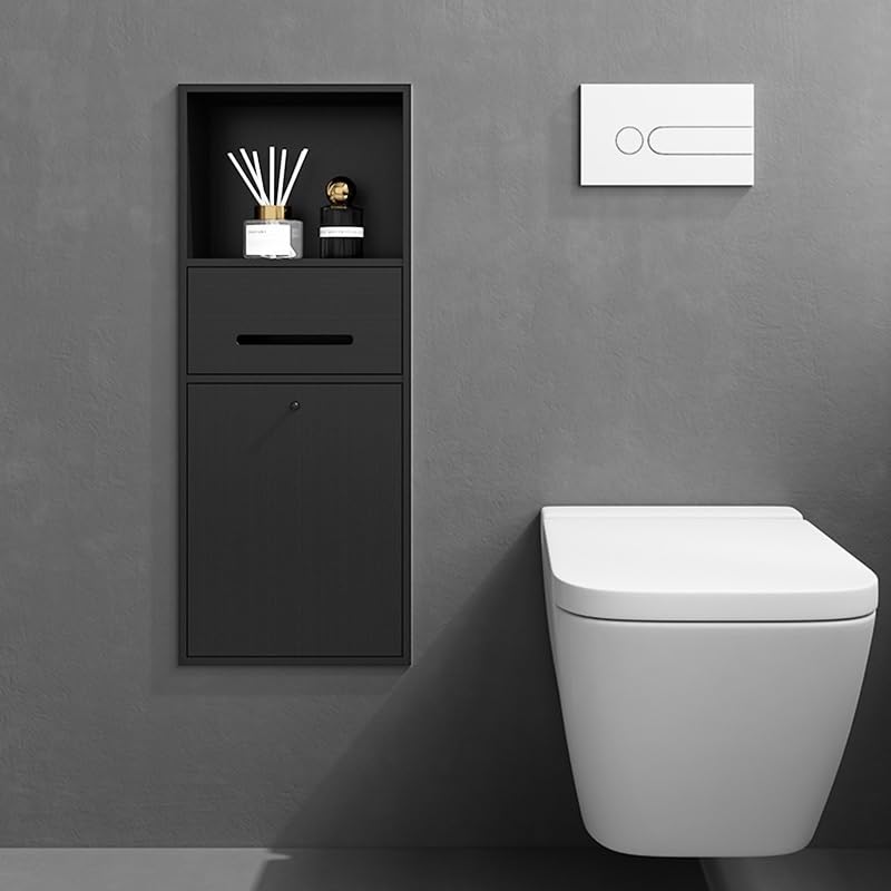 Wasserdichtes Duschregal aus Edelstahl – Wandmontierte Aufbewahrungslösung für Badezimmer, geeignet für Zuhause und Hotel, keine Fliesen erforderlich, elegantes Schwarz, 70 x 28 x 13,5 cm, l