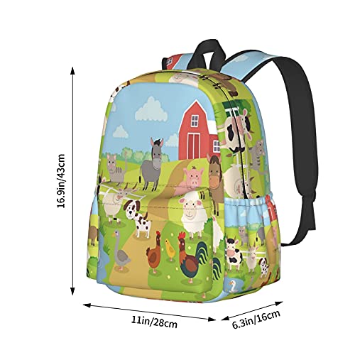 KiuLoam 17 Inch Backpack Farm Animals Laptop Backpack Shoulder Bag School Bookbag Casual Daypack4