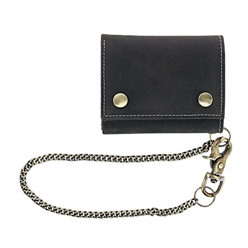 CTM Men's RFID Hunter Leather Chain Wallet, Black - Product Details