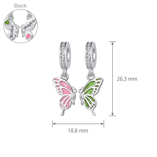 Abalorio de mariposa para madre e hija de plata compatible con pulsera Pandora 4