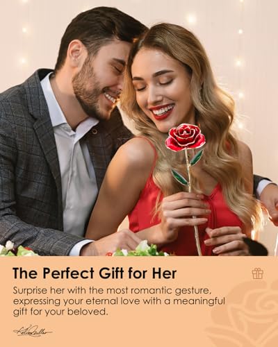Image of 24K Gold Dipped Real Rose, Preserved Gift for Her, Red
