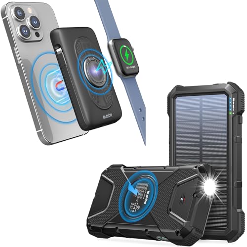 BLAVOR Magnetic Wireless Power Bank Plus Solar Charger Power Bank2(Black)
