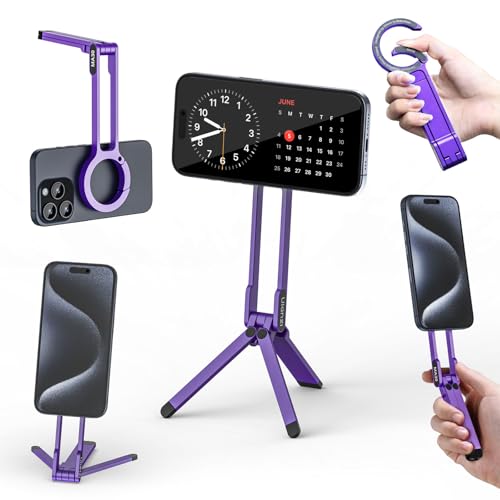 Image of ULANZI MA30 Magnetic Phone Tripod Stand for iPhone-Aluminium Maglock Smartphone Mini Tripod Pocket Cell Phone Stand Strong Magnet Quick Mount Compatible with iPhone 17 16 15 14 13 12 Series, Purple