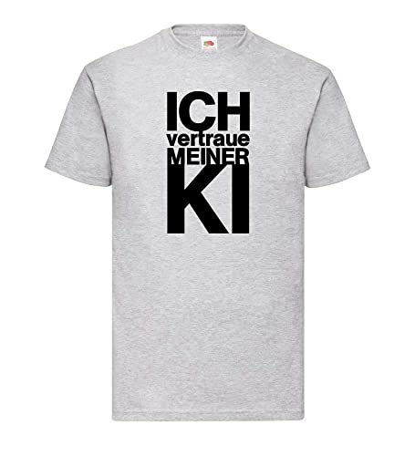 T-shirt homme en taille XXXL avec texte allemand Ich Vertraue meiner KI gris ample