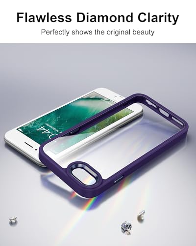 Image of HOOMIL for iPhone SE 3rd /2nd Gen, iPhone 7 /iPhone 8, Non-Yellowing, Drop Protection, Anti-Scratch Transparent Hard Back Phone Cover - Dark Purple