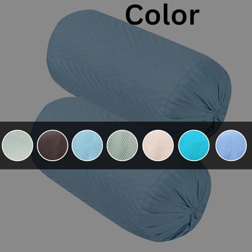Image of RD TREND Glace Cotton Quilted Bolster Cover Size-16x32 Inches | Soft & Durable Cylindrical Pillow Cover for Bolster Pillow | Perfect for Sofa, Diwan,Couch & Bed Decor (Sky Blue)