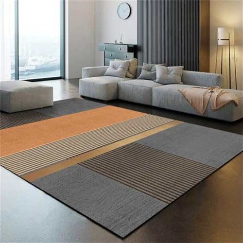 DJHWWD La Alfombra Alfombras Casa Arancione 70x140CM de Rayas Moderna Color Gris Entrada Exterior Habitaciones
