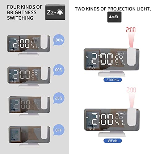 Hanaix 0059 Projection Digital Alarm Clock For Bedrooms, Radio Alarm Clock On Ceiling, Usb Charger Port, Temperature & Humidity Display thumb #4