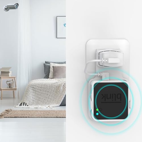 PlusAcc Stecker Wandhalterung für Blink Sync Modul 2 - Halterung für Blink Außen- und Innenmontage mit kurzen Kabeln (Weiß)