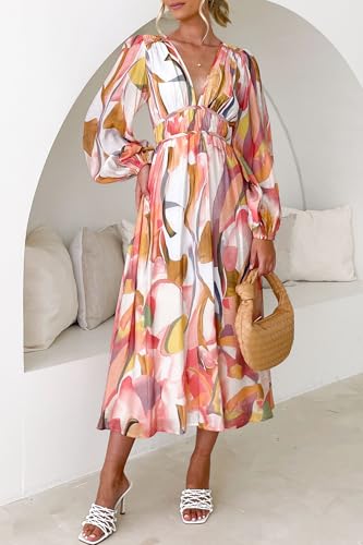 Image of Maxigerui Women's Long Sleeve Floral Maxi Dress 2026 Spring Summer Wedding Guest Dress