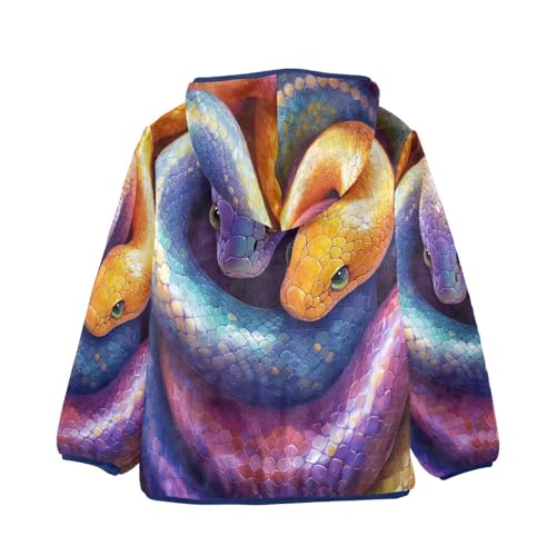 Colorful Abstract Snakes Pattern Toddler Fleece Jacket Girl Boys Hooded Fleece Jacket Coat Warm Outwear Zip-up 3-10T2