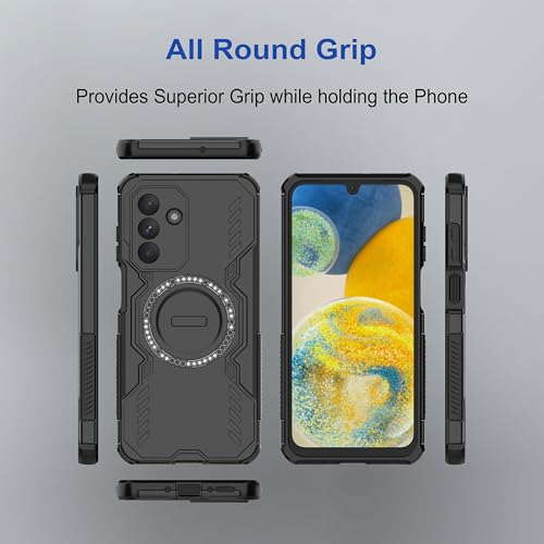 Image of amazon basics Back Case Cover for Samsung Galaxy A26 5G | Magnetic Case with Built-in Metal Ring | Supports Mag-Safe Charger, Wallet & Car Mount | Shockproof Hybrid PC + TPU | Black