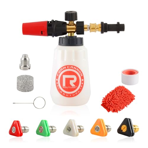 Rdutuok Cañón de espuma de espuma de nieve para lavadora a presión Karcher K Series K2 K3 K4 K5 K6 K7, dispensador de jabón de espuma de 1 litro, boquilla de pulverización ajustable, accesorio de