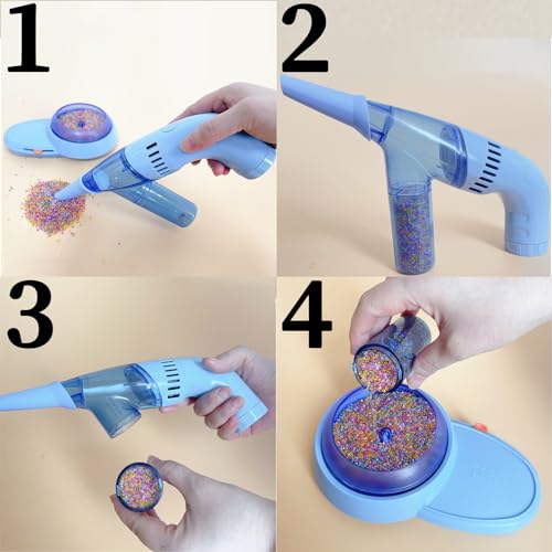Image of Electric Bead Sucker Bug Vacuum Machine Hand Held Vacuums Tiny Car Vacuum Handheld Bead Suction Machine for Jewelry Making (Blue)